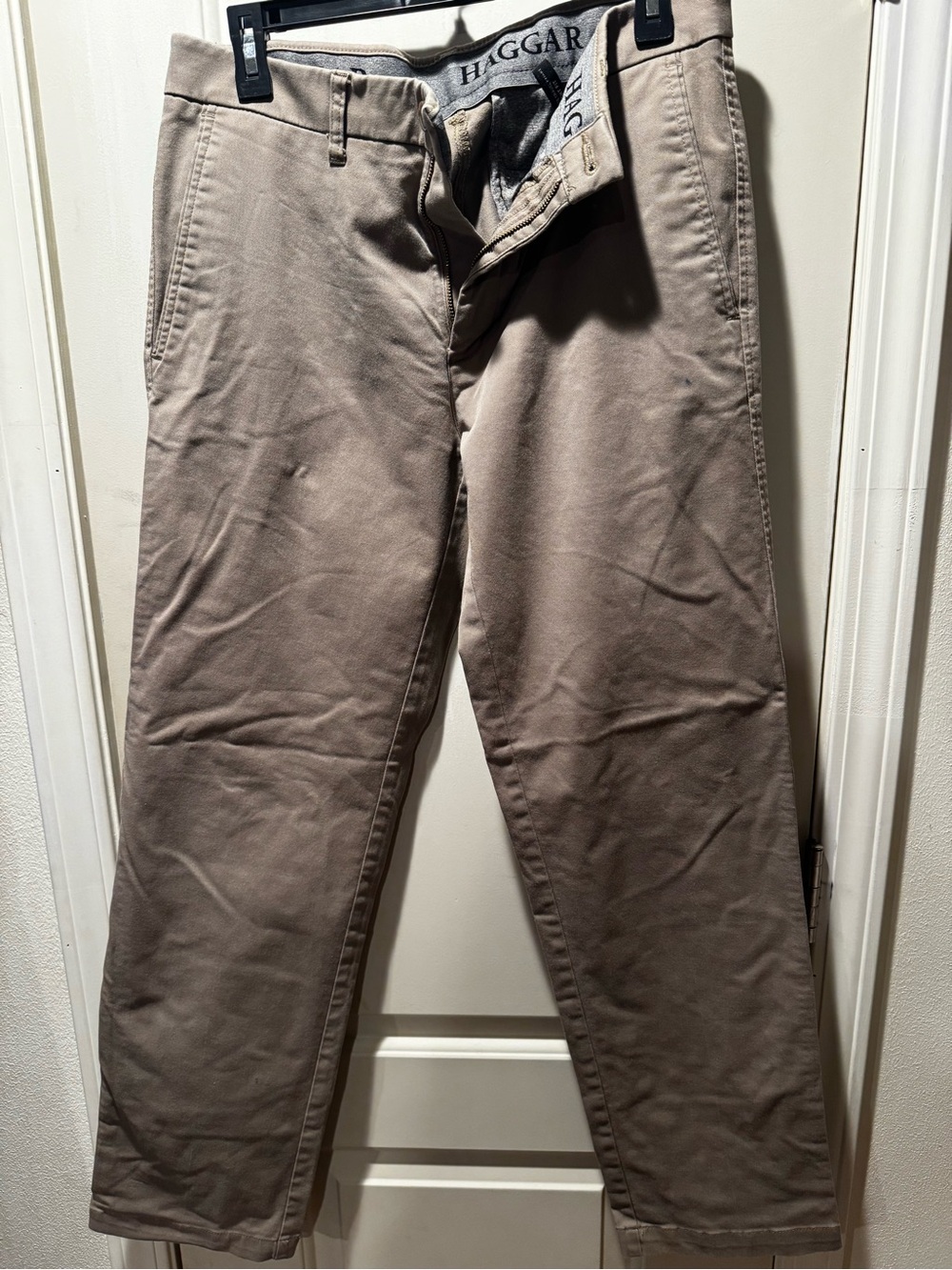 Haggar Men's Tan Chino Pants - Straight Fit